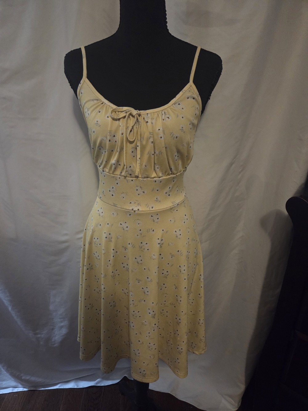 SHEIN Yellow Floral Tie-Front Mini Sundress